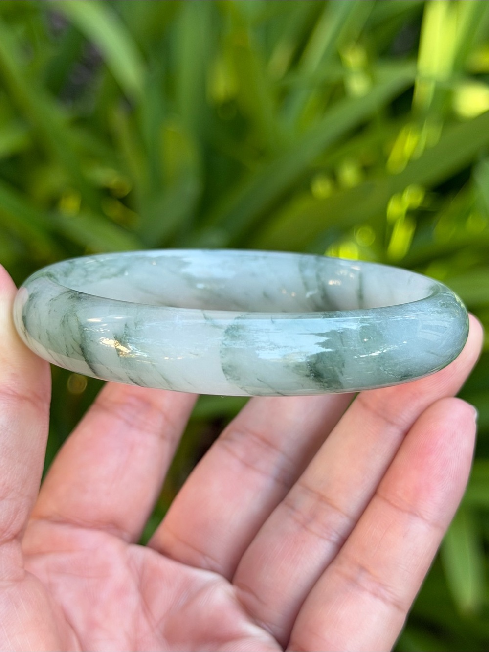 62mm‎ Inner Diameter Natural Green Tianshan Jade Bangle 1881
